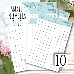 Klein nummer 1-10. Stickers voor planners, organisatoren en bullet journals. || H578