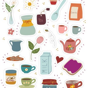 Tea Time Sticker Sheet. Tea & Coffee Planner Stickers for Bullet ...