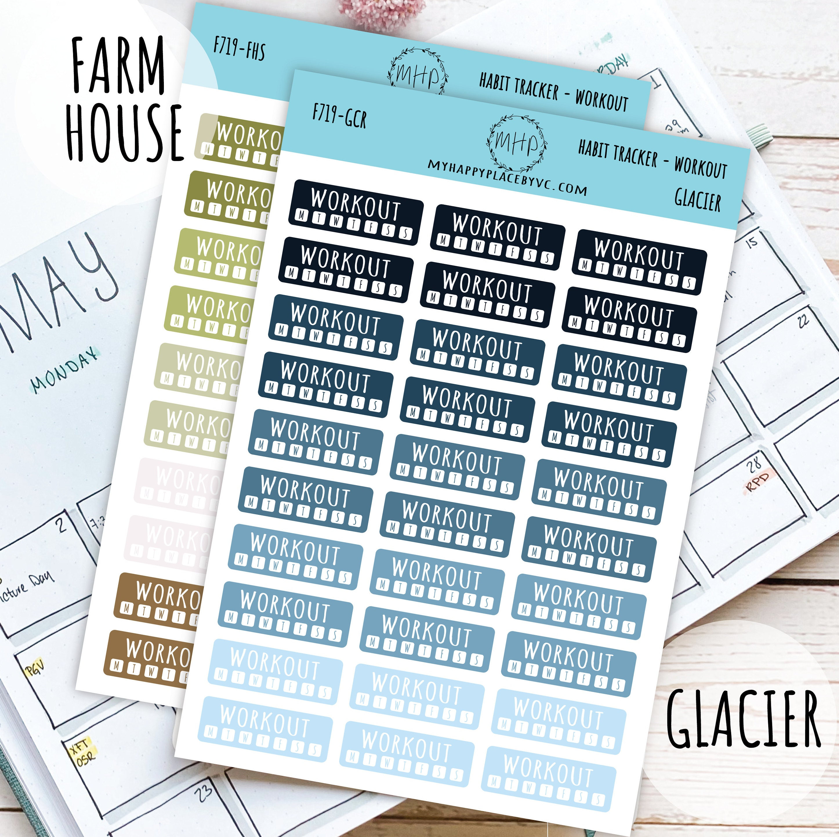 Habit Tracker Workout Planner Stickers for Bullet Journals, College ...
