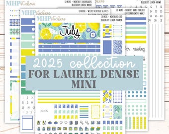 JULY 2025 Stickers for Small Horizontal & Vertical Laurel Denise Planners. (Formerly Mini Planner)  "Blueberry Lemon"  || MNBL