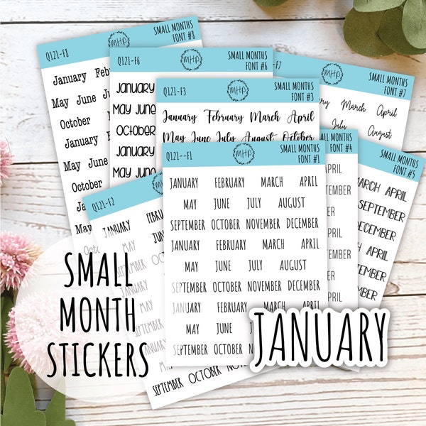 Small  Months Stickers  for Bullet Journals and Planners.  || Q159