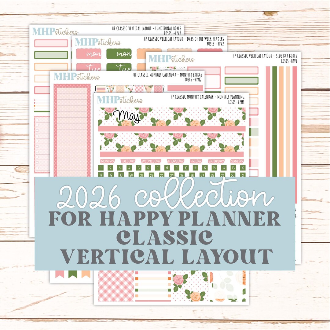 MAY Stickers for Happy Planner Classic Vertical Layout. 2026 Collection