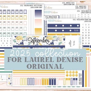 Adesivos de SETEMBRO DE 2025 para agendas Laurel Denise horizontais e verticais em tamanho original. "Colete e Floresça" || OG