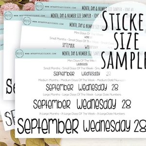 Maanden, dagen van de week en nummerstickers voor planners. Stickergroottemonster || H547