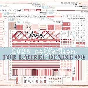 FEBRERO 2025 - Pegatinas para agendas Laurel Denise, tamaño original, horizontales y verticales. "Amor" // OGLV