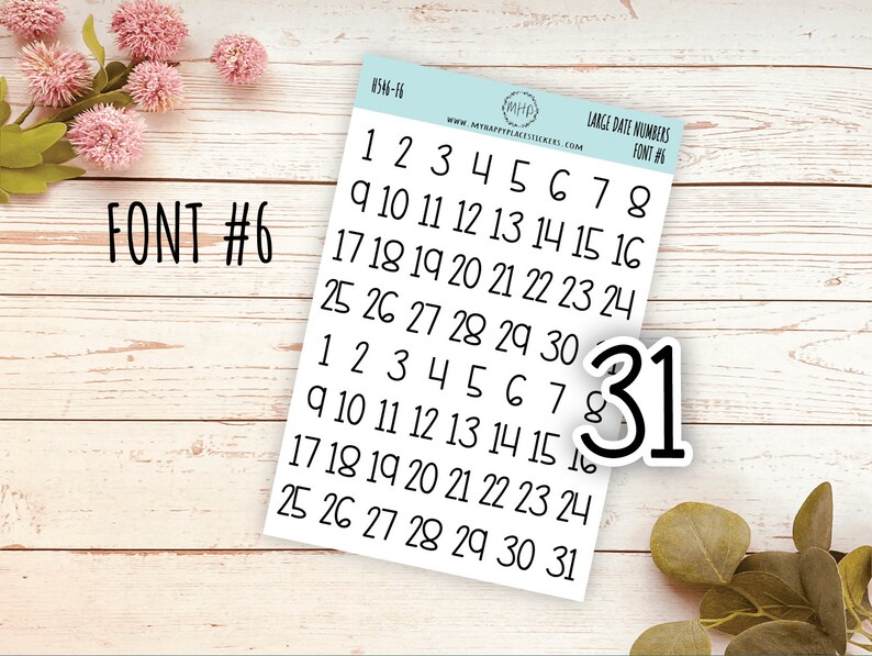 Sticker Set of Large Date Number Stickers for Planners, Organizers and Bullet Journals S06 image 7