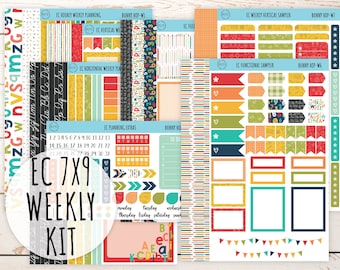Erin Condren 7x9 Weekly Planning Kit. SEPTEMBER &quot;School Life&quot; Planner Stickers || SL-W