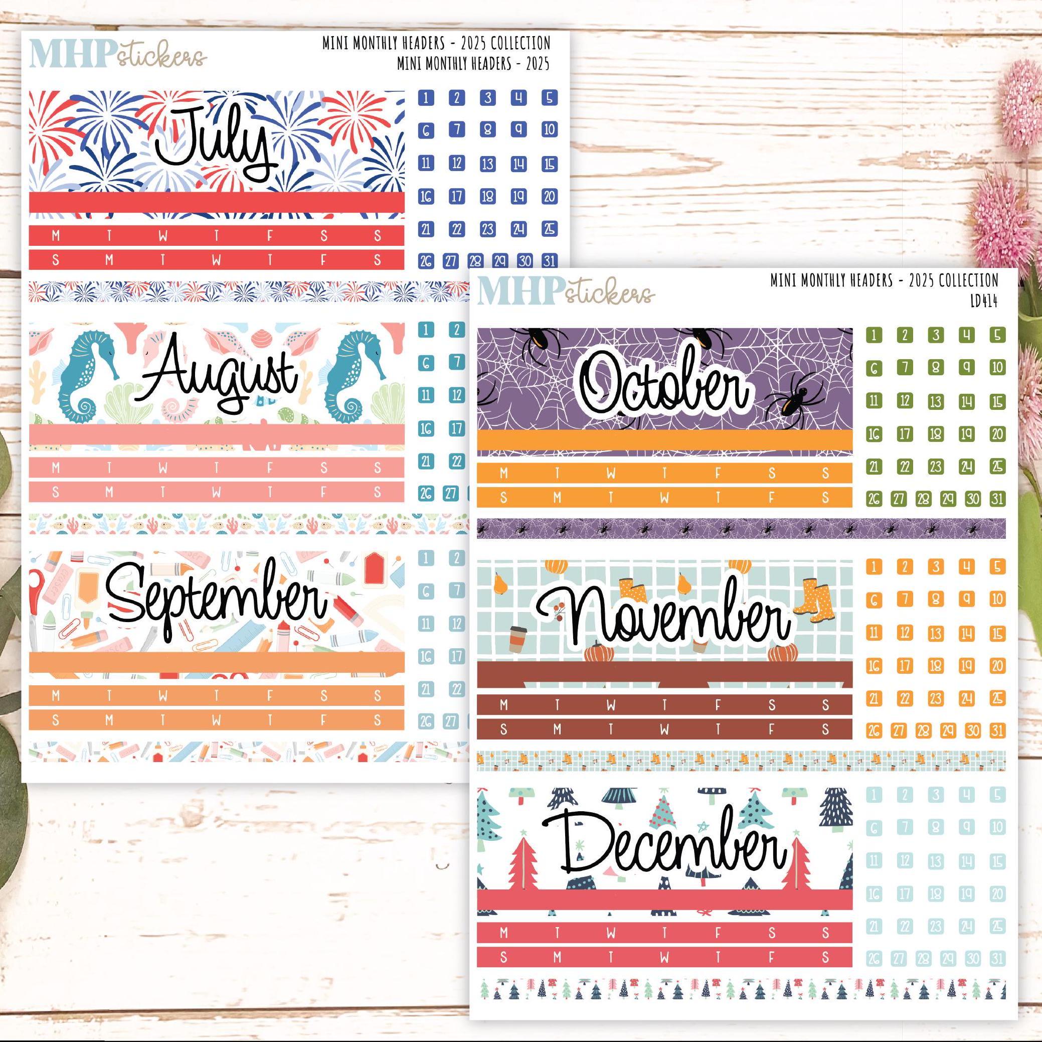 2025 Monthly Headers Set for the Small Nancy & Anne Laurel Denise ...