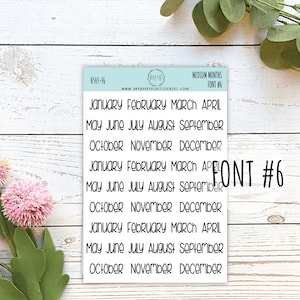 Medium Month Stickers for Bullet Journals and Planners  H543 Font # 6