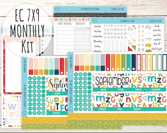 Erin Condren 7x9 Monthly Kit. SEPTEMBER  &quot;School Life&quot; || SL-M