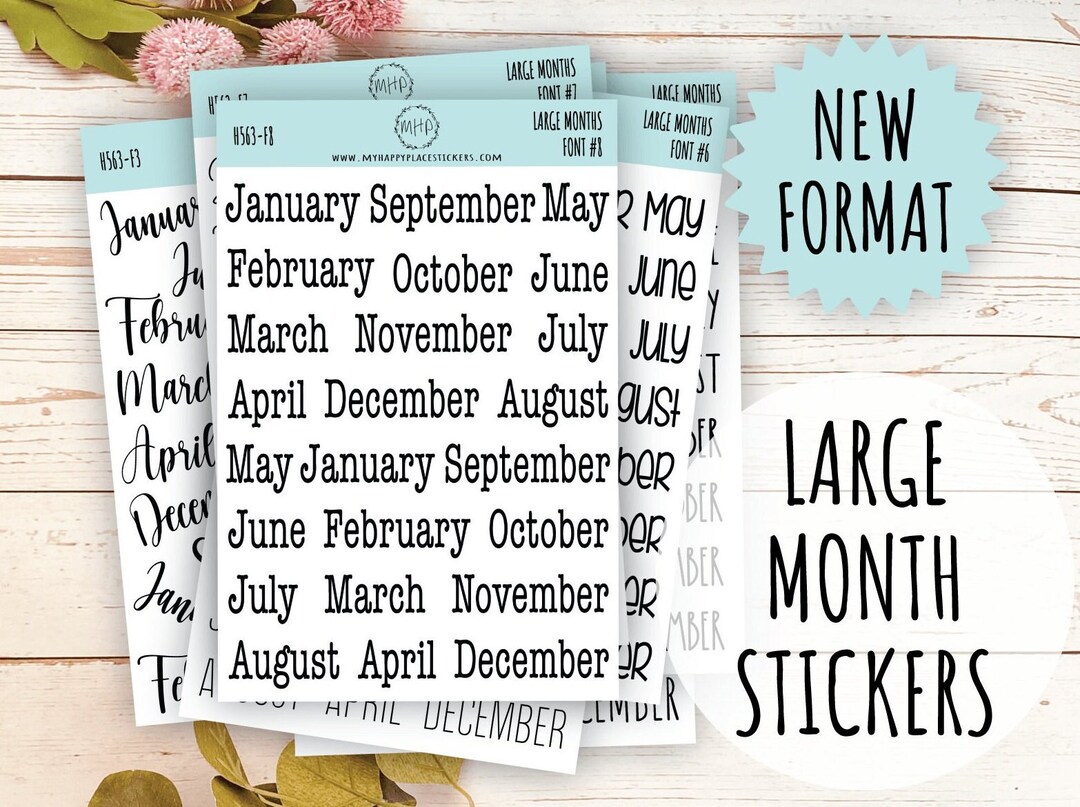 Large Month Stickers for Planners, Organizers, Bullet Journals || H563 ...