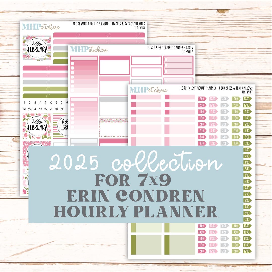 FEBRUARY Weekly Hourly Planning Kits for 7x9 Erin Condren Planners ...
