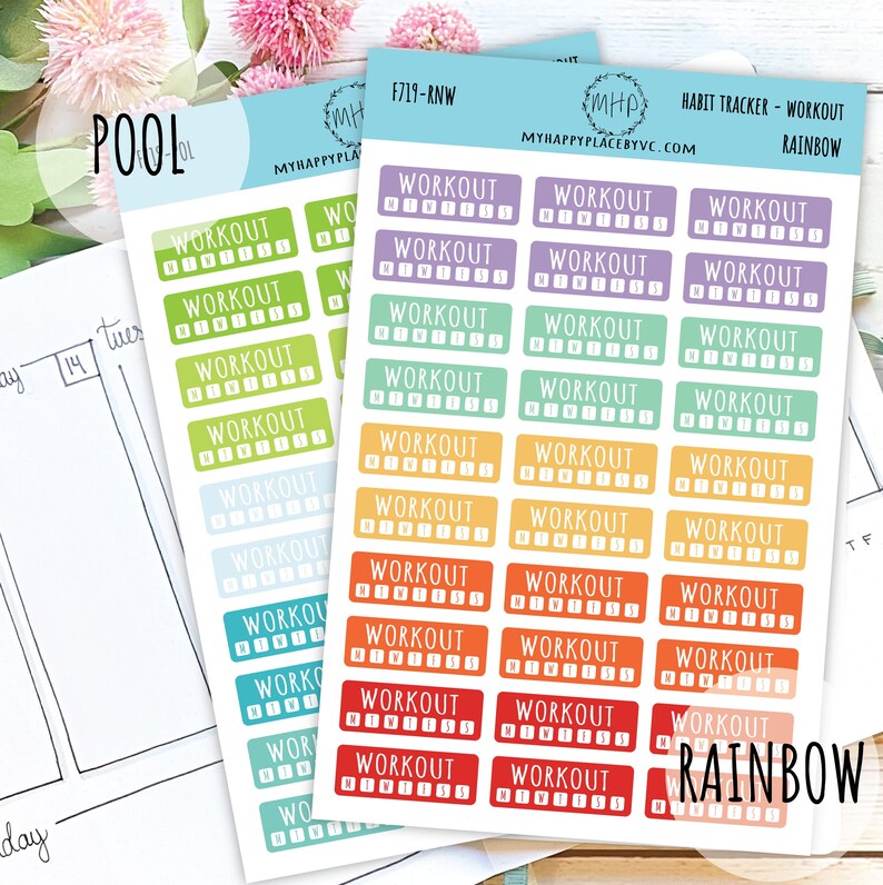 Habit Tracker Workout Planner Stickers for Bullet Journals, College ...
