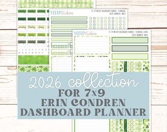 MARCH  Weekly Dashboard Kit for 7x9 Erin Condren Planners. 2026 Collection "Lucky Shamrock"  || ECWDS