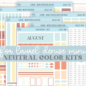 AUGUST Neutral Color Stickers for small Laurel Denise Planners || NAUG