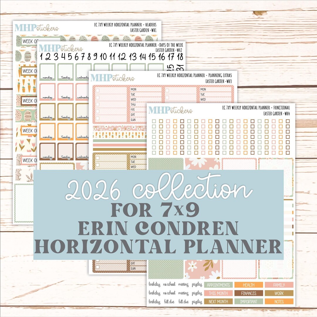 APRIL Weekly Horizontal Planning Kit for 7x9 Erin Condren Planners ...