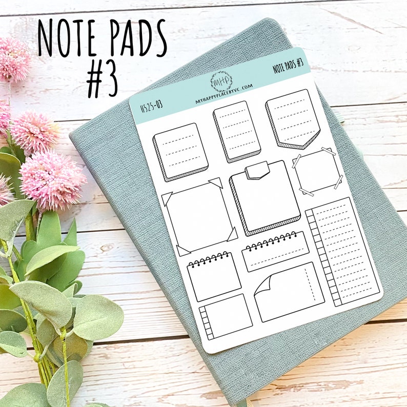 Rectangular Sticker Note Pad Note Pads Stickers for Planners, Organizers and Bullet Journals ...