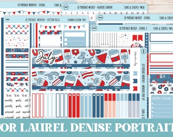 JULY Stickers for The Scout Laurel Denise Planner (formerly Portrait Planner). &quot;Stars and Stripes&quot;  || PS&S
