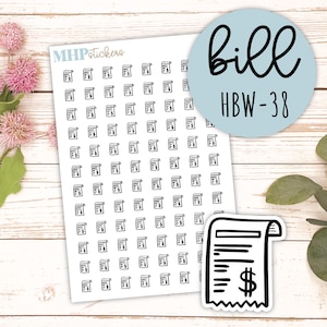 BILL: zwart-witpictogram. Plannerstickers || HBW-38