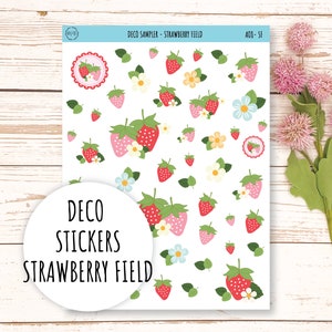 Adesivi decorativi per planner "Campo di fragole" // AO-SF