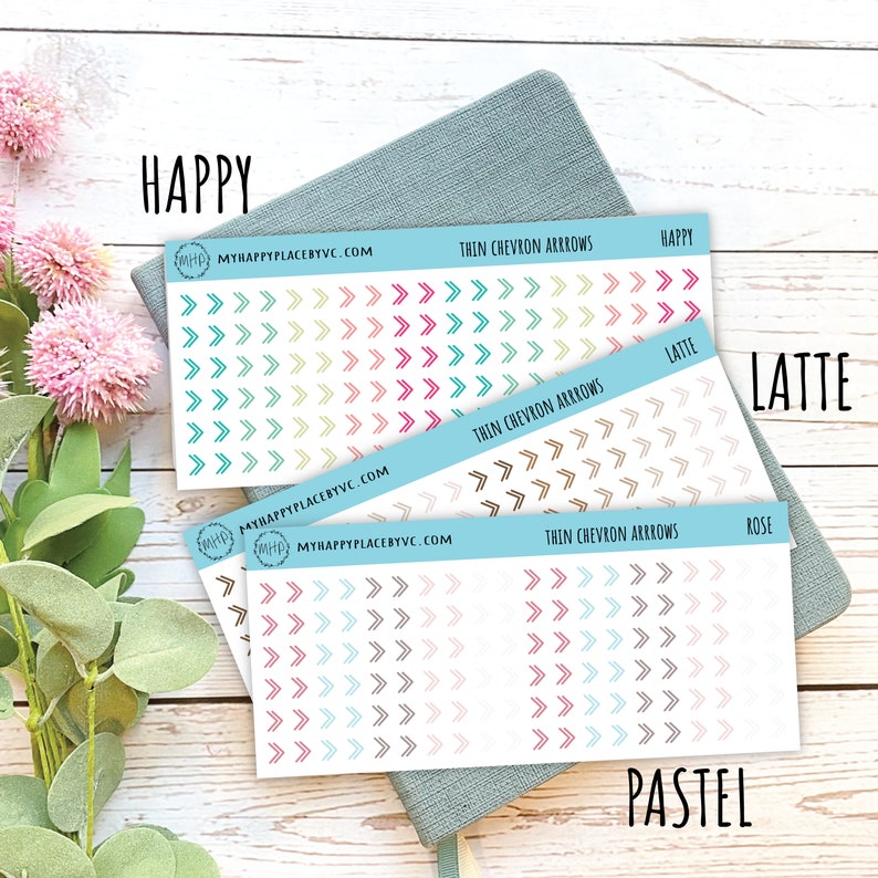 Chevron Pattern Stickers Thin Chevron Arrow Sticker for College Planners, Bullet Journals ...