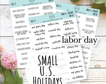 Small U.S. Holidays, Planner Stickers for Bullet Journals. Sticker for Teacher Planners and Homeschool Planner || H582