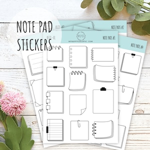 Note Pads Stickers for Planners, Organizers and Bullet Journals.Stickers for Planners.  Doodle Stickers || H525