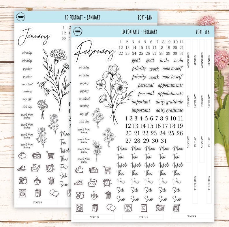 Minimalist Stickers for the Laurel Denise Scout Planner(formerly Portrait Planner). || LD-P image 2