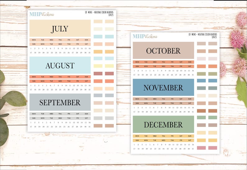 Neutral Color Monthly Headers Set for the Small Nancy & Anne Laurel ...