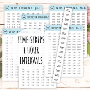 Tijdstroken voor planners. Plannerstickers met intervallen van 1 uur || Q167