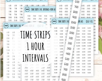 Time Strips for Planners. 1-Hour Intervals Planner Stickers  || Q167
