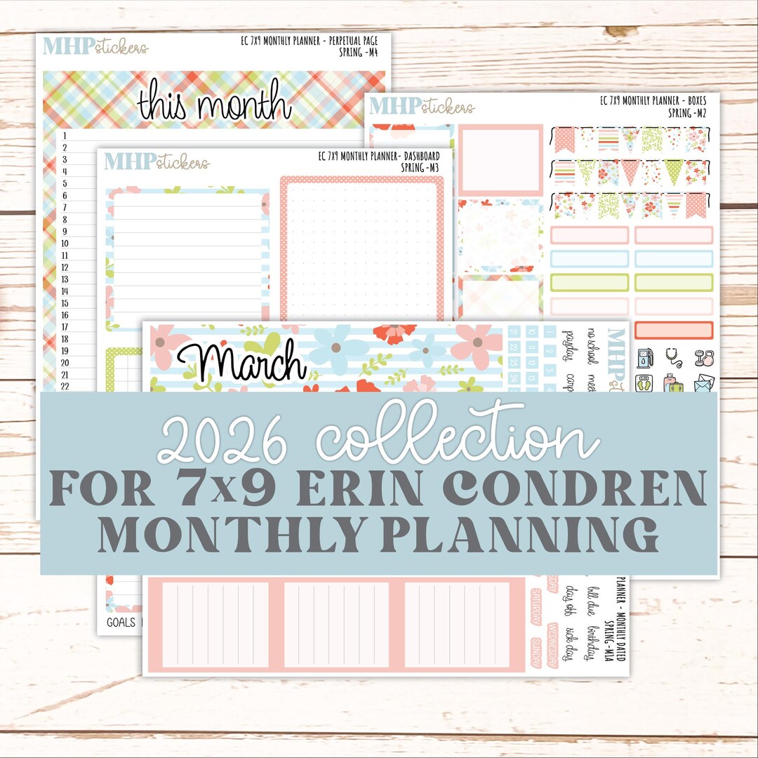 MARCH Monthly Kit for 7x9 Erin Condren Planners. 2026 Collection ...