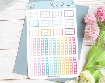 Rainbow Planner Stickers for Bullet Journals and Planners || H510-2