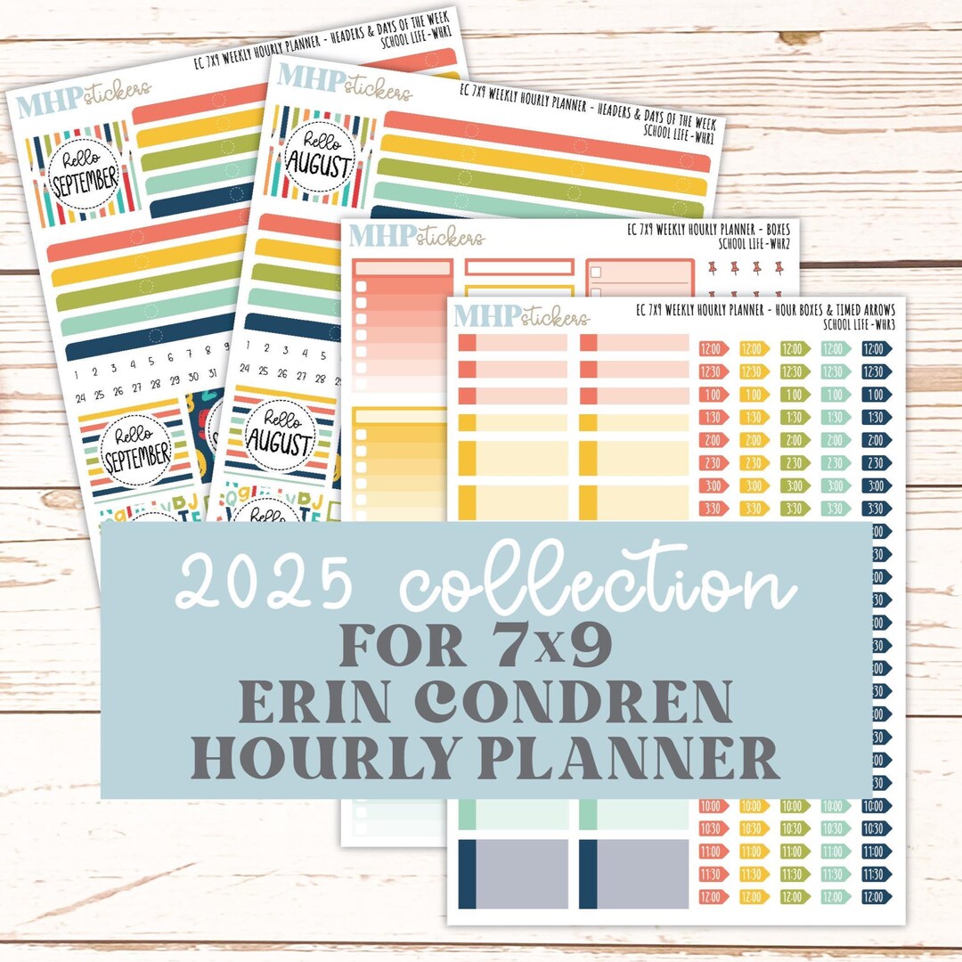 AUGUST & SEPTEMBER Weekly Hourly Planning Kits for 7x9 Erin Condren ...