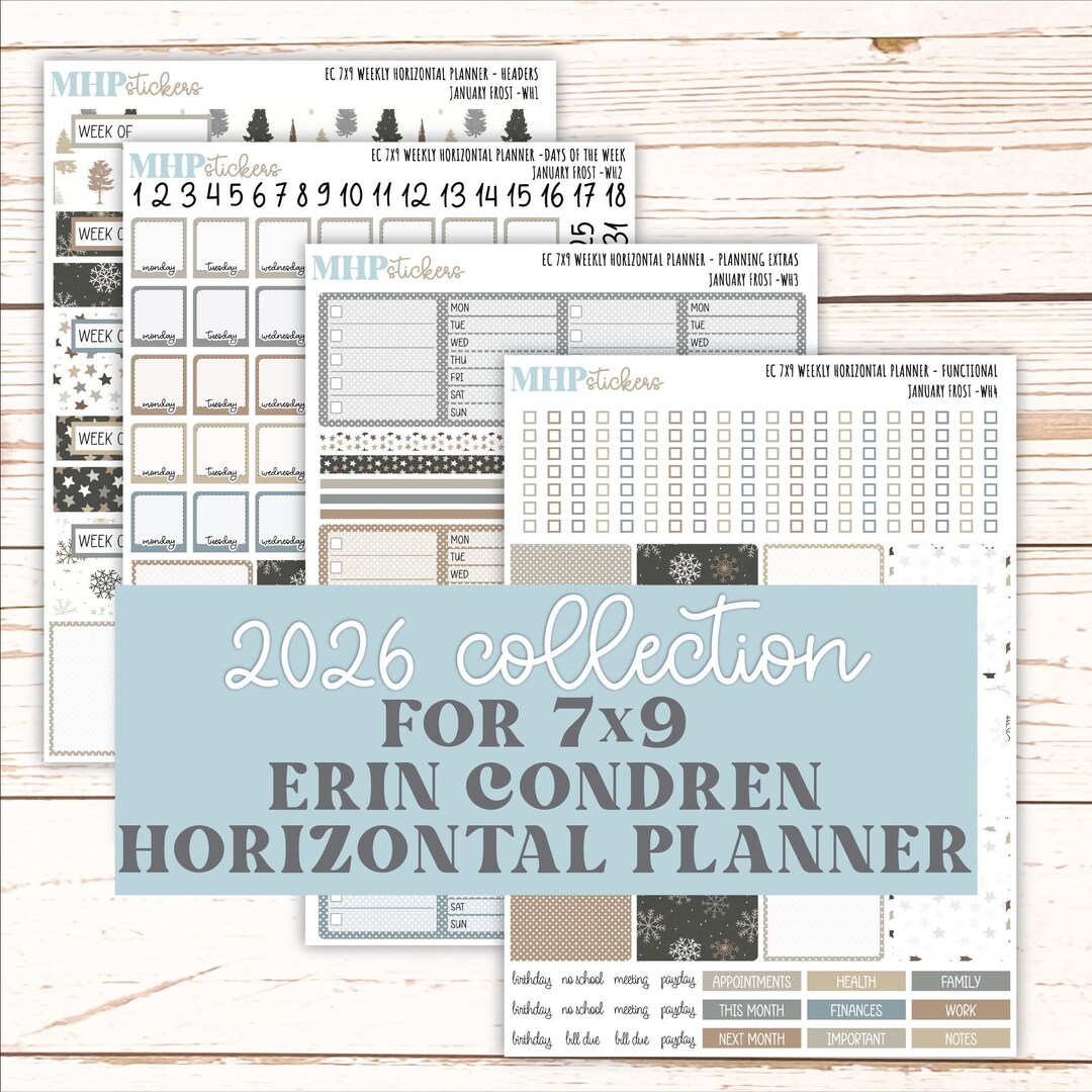 JANUARY Weekly Horizontal Planning Kit for 7x9 Erin Condren Planners ...
