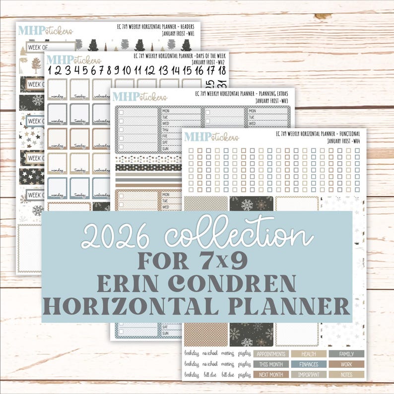 JANUARY Weekly Horizontal Planning Kit for 7x9 Erin Condren Planners ...