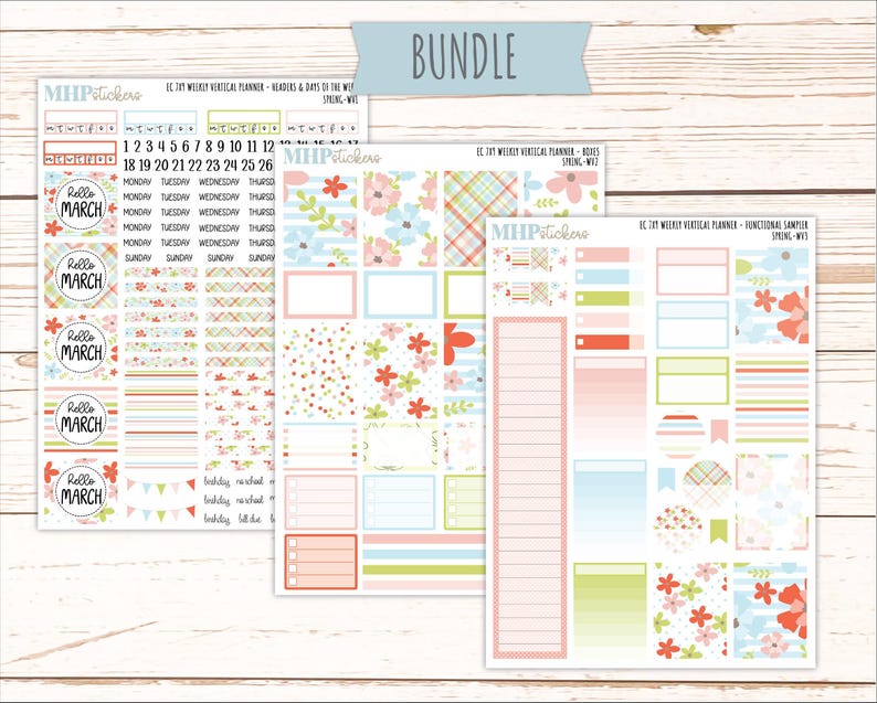 MARCH Weekly Vertical Kits for 7x9 Erin Condren Planners. 2026 ...
