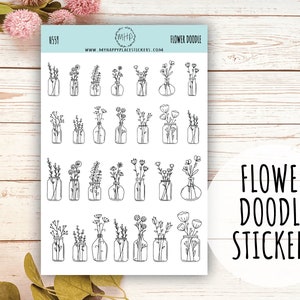 Flower Doodle Stickers for Bullet Journals. Planner Stickers|| H559