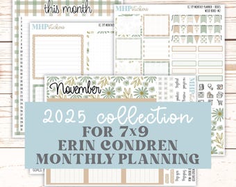 NOVEMBER MONTHLY Kit for 7x9 Erin Condren Planners. 2025 Collection  "Wild Boho" || ECM