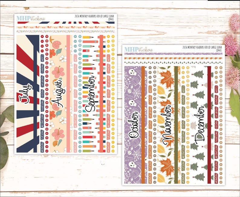 Pretty Planner Header 2026 Monthly Headers Set for the Large Luna Laurel Denise Planners ...