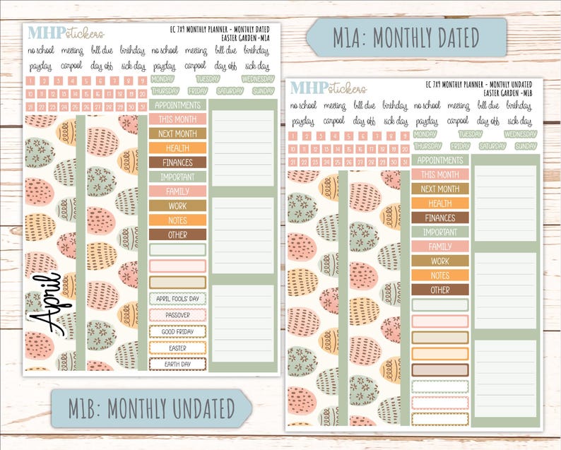 APRIL Monthly Kit for 7x9 Erin Condren Planners. 2026 Collection ...
