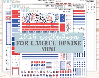 JULY 2025 Stickers for the Small Nancy & Anne Laurel Denise Planners. (Formerly Mini Planner) "Happy 4th"  || MN
