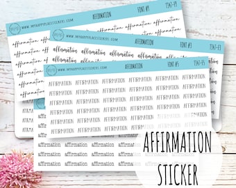 Adesivi AFFIRMATION per planner e bullet journal. 12 font tra cui scegliere // T347