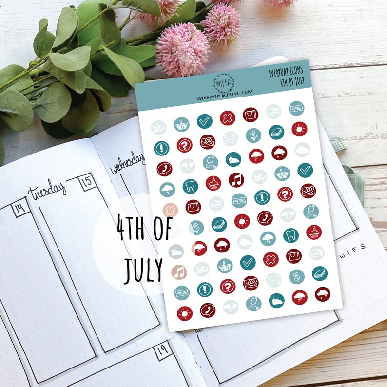 Everyday Icons Stickers for College Planner, Teacher Planner