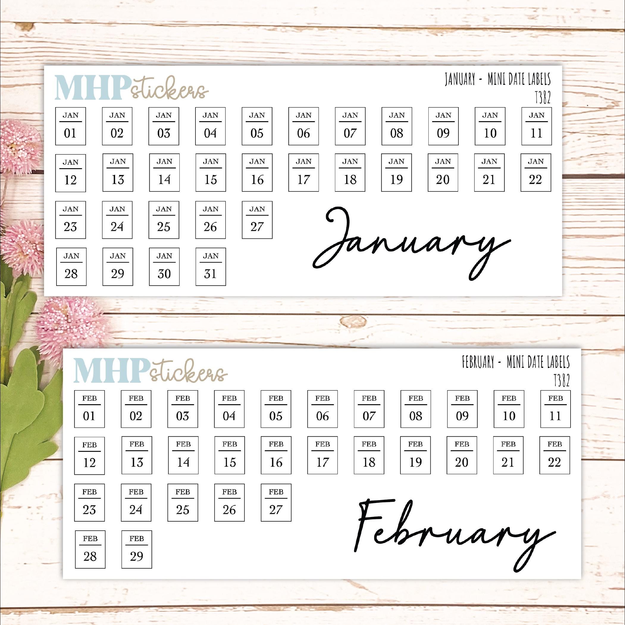 Mini Date Display Mini Date Labels for Planners. Sticker Planners || T382 - Etsy