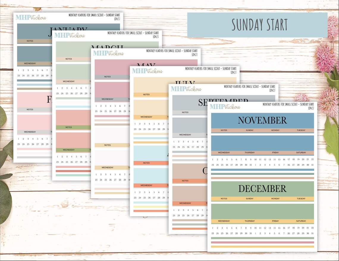 Neutral Color Monthly Headers Set for the Small Scout Laurel Denise ...