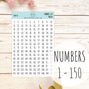 Small Number Stickers  1 - 150. Planner Stickers || H544