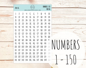 Small Number Stickers  1 - 150. Planner Stickers || H544