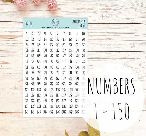 Small Number Stickers 1 150. Planner Stickers H544 