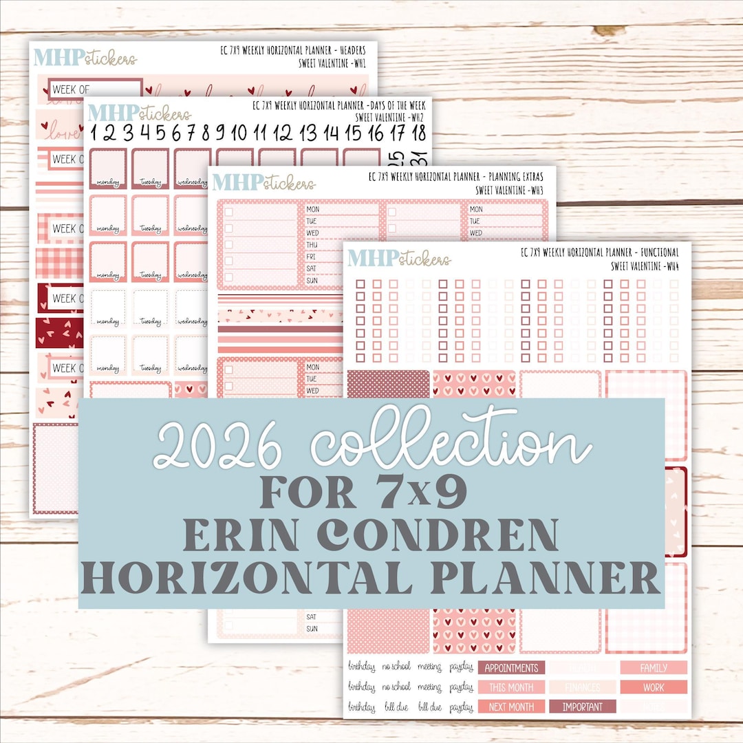 FEBRUARY Weekly Horizontal Planning Kit for 7x9 Erin Condren Planners ...